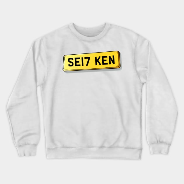 SE17 KEN Kennington Number Plate Crewneck Sweatshirt by We Rowdy